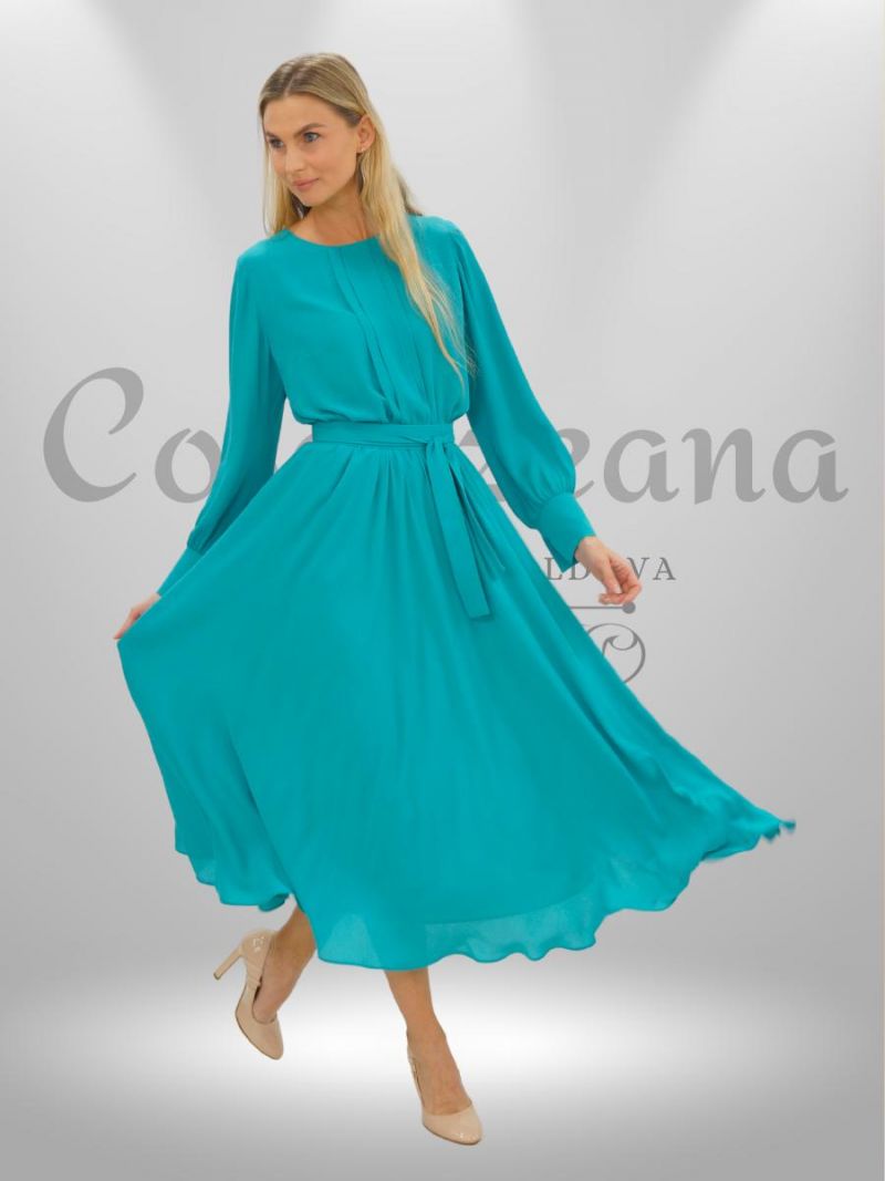 Rochie event voal turquoise