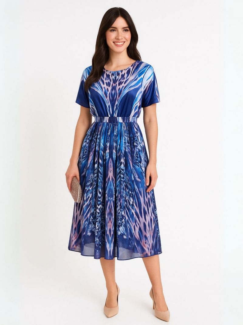 Rochie lungă din voal blu