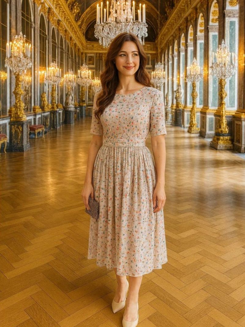 Rochie lunga din voal bej