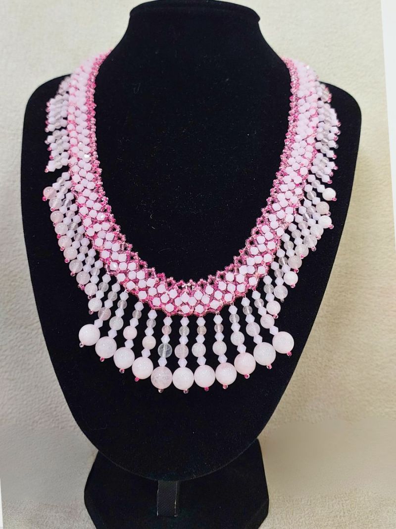 Colier cu piatră de Cuarț Roz