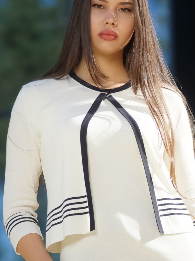 Cardigan pe 1 nasture cu dungi