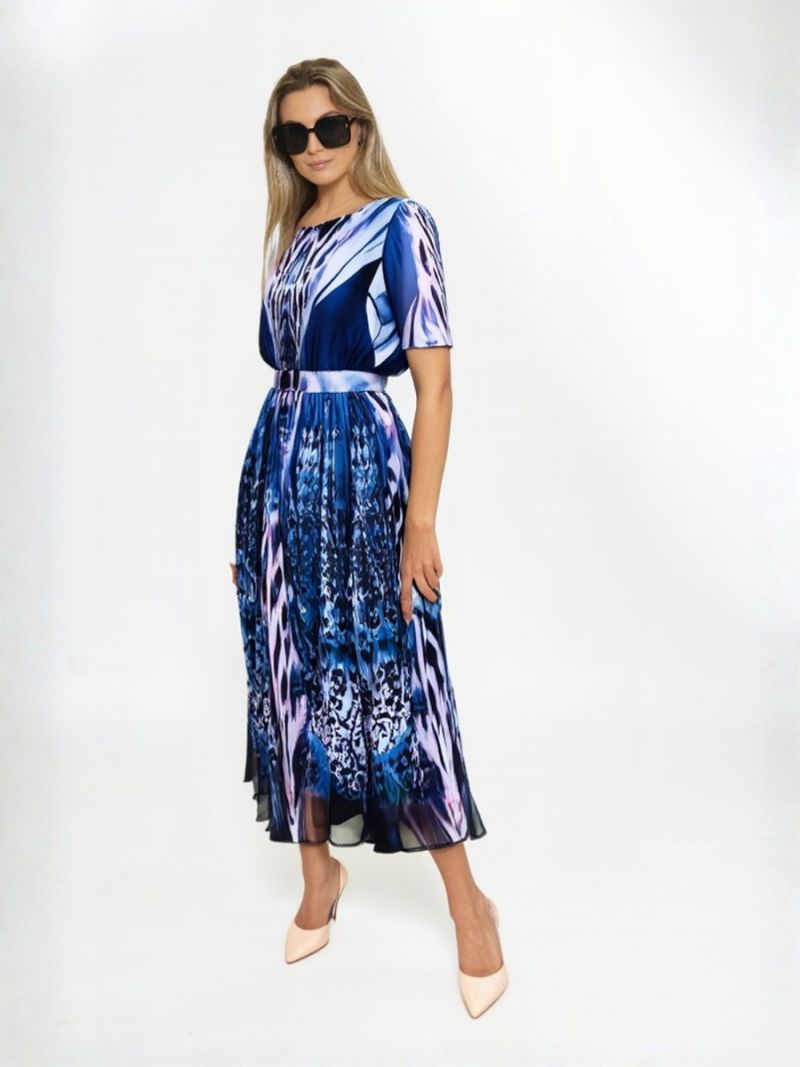 Rochie lungă din voal blu