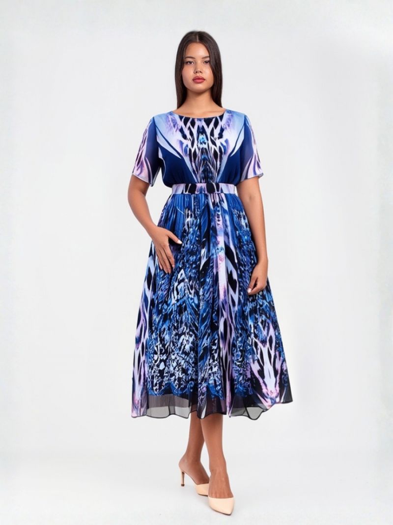 Rochie lungă din voal blu