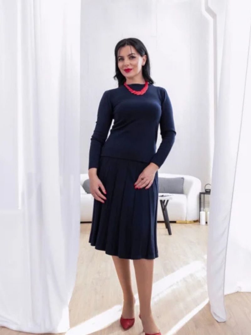 HERMINA FUSTA EVAZATA CU PLIURI TRICOTATA F265