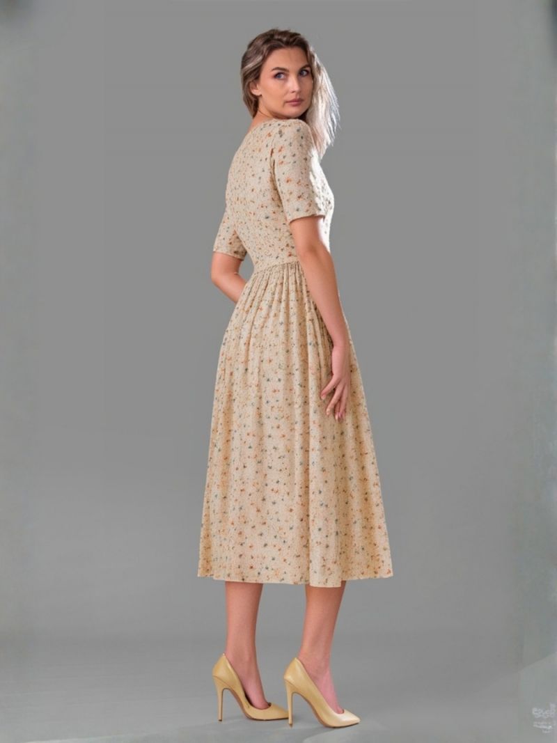 Rochie lunga din voal bej