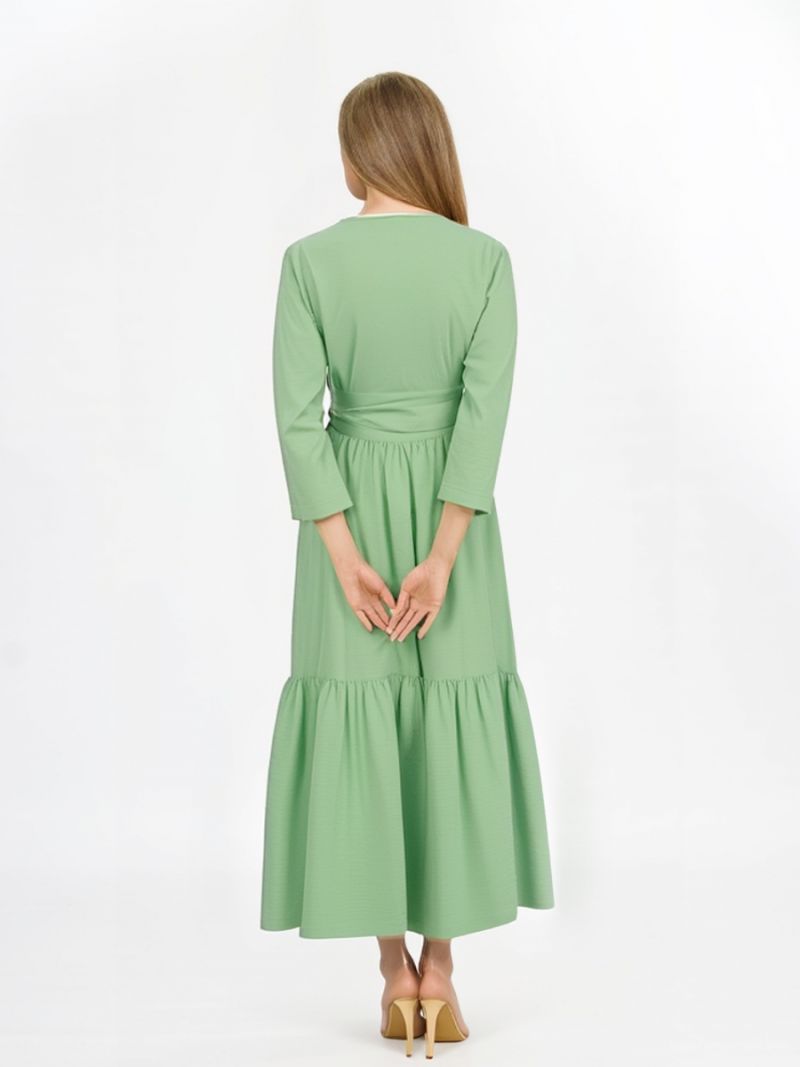 Rochie Lunga de stofa naturala Boho Volane