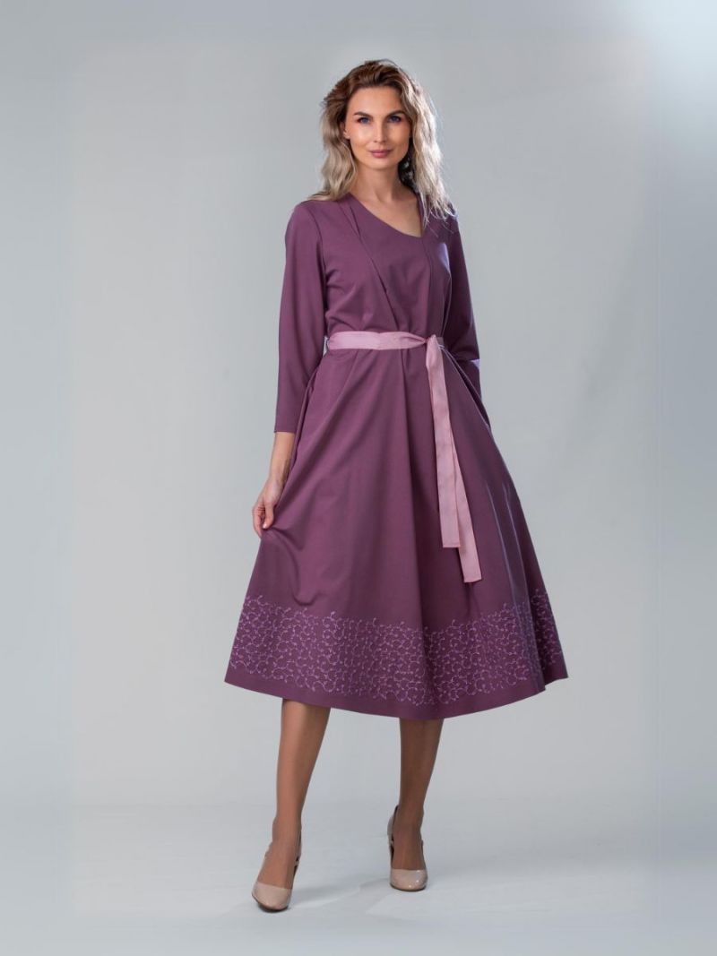 Rochie event mov cu broderie