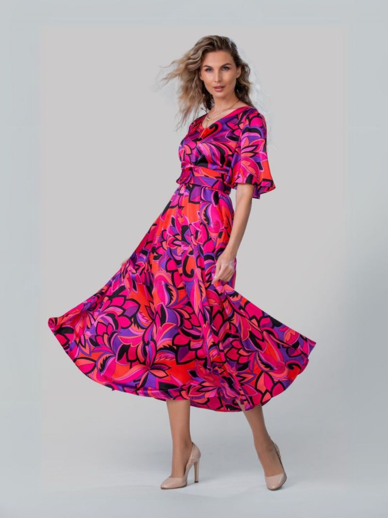 Rochie silueta multicolora