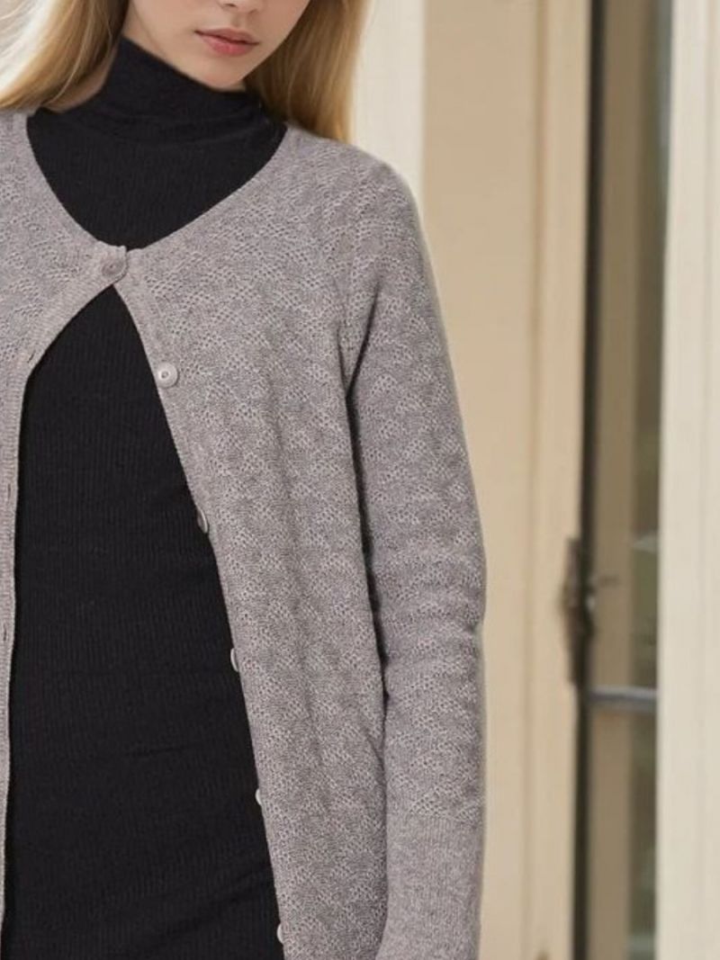 Cardigan lung, din cașmir gri