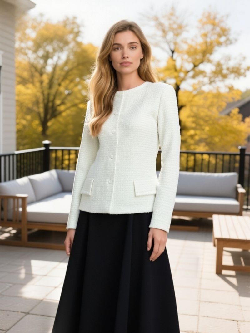 Sacou Chanel semiajustat alb