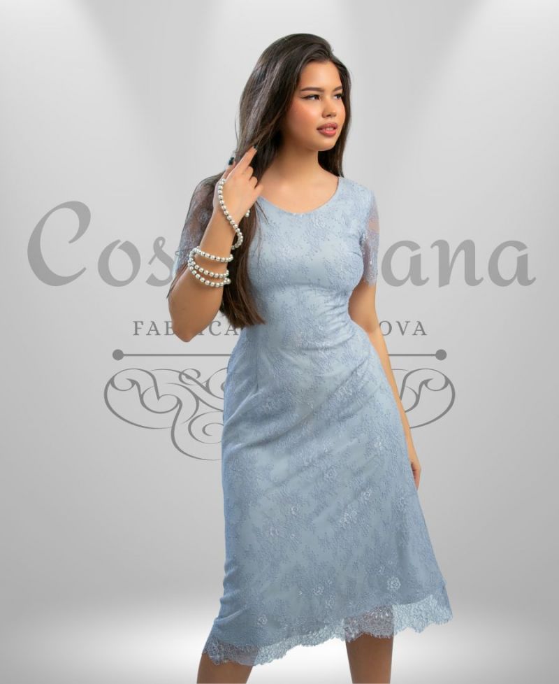 Rochie event dantela sinilie