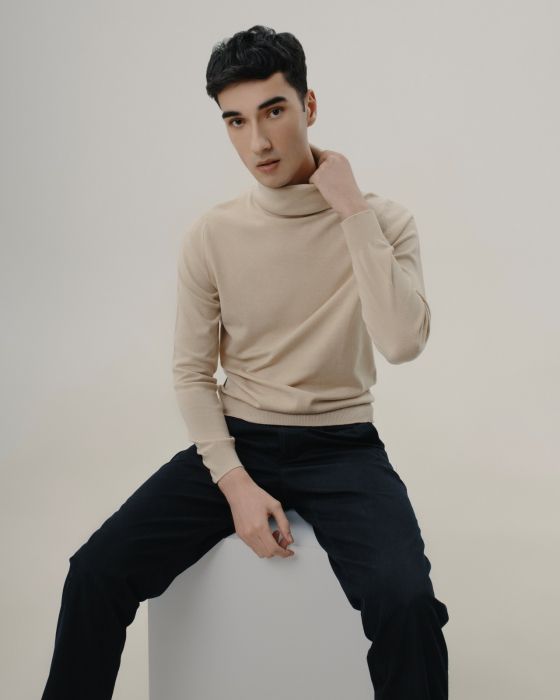 Hermina Pulover Barbati Guler Inalt Tricotata ML233