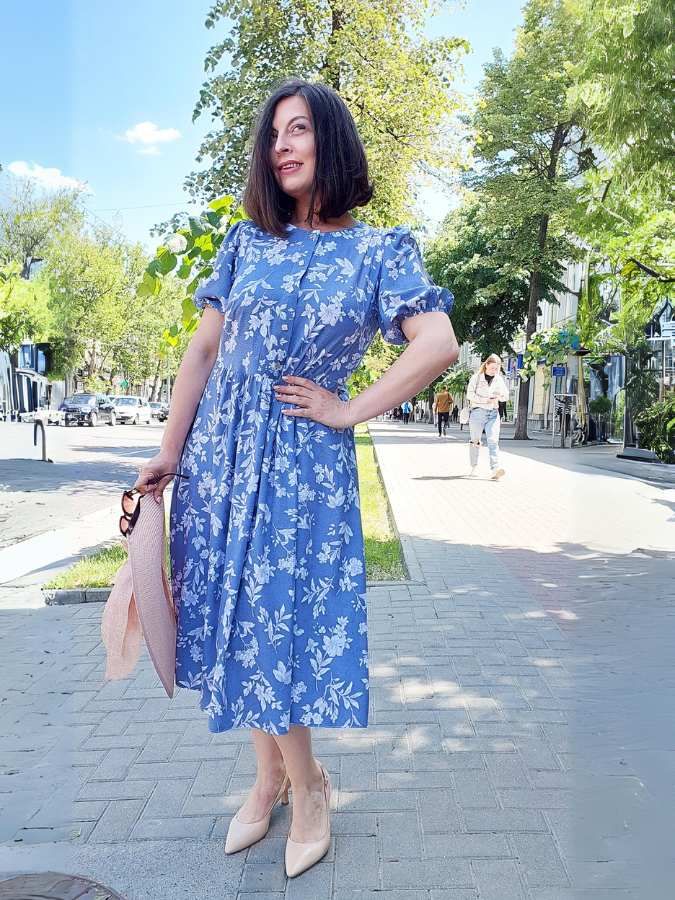 Rochie evazată french denim