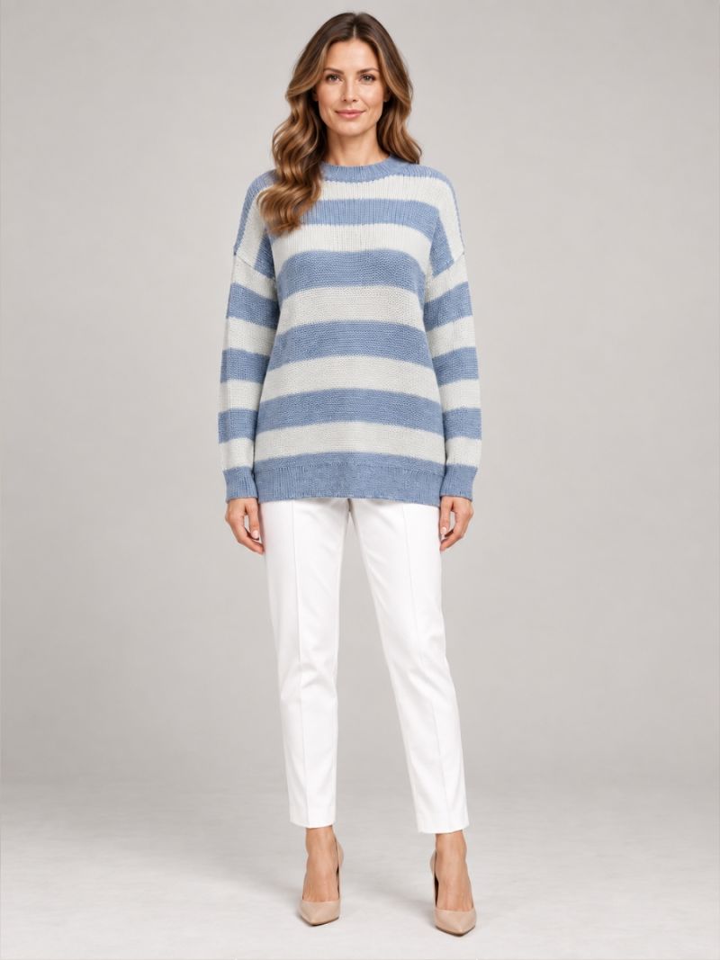 Pulover oversize dunga sinilie