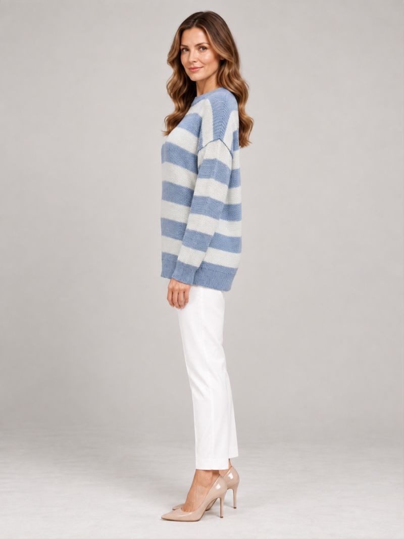 Pulover oversize dunga sinilie