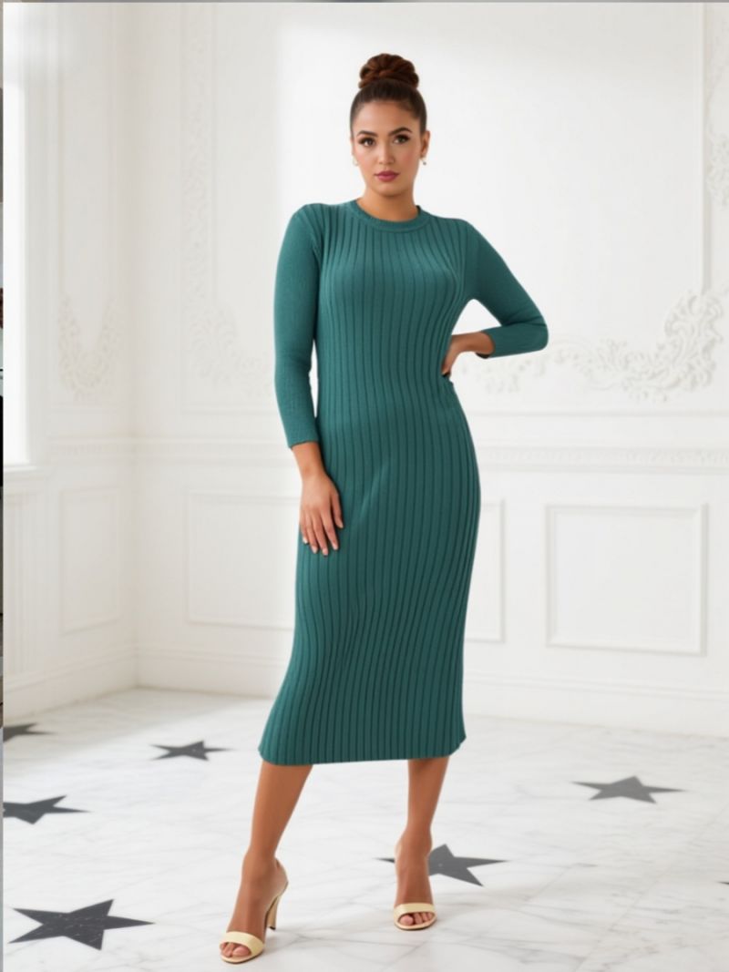 Rochie midi tricotată din viscoză