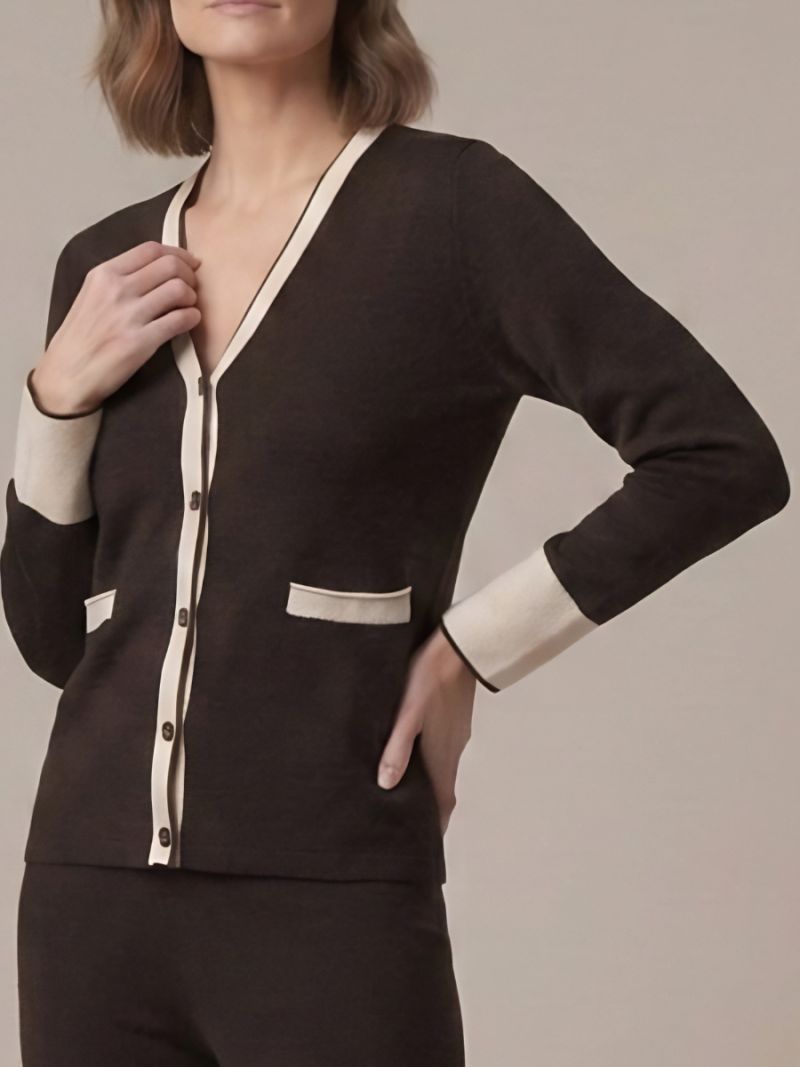 Set tricotat cardigan de ciocolata