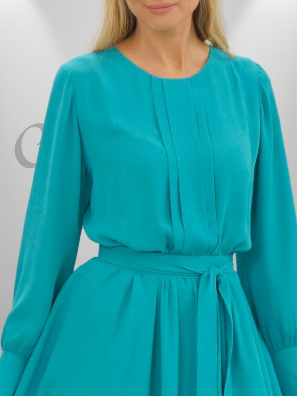 Rochie event voal turquoise