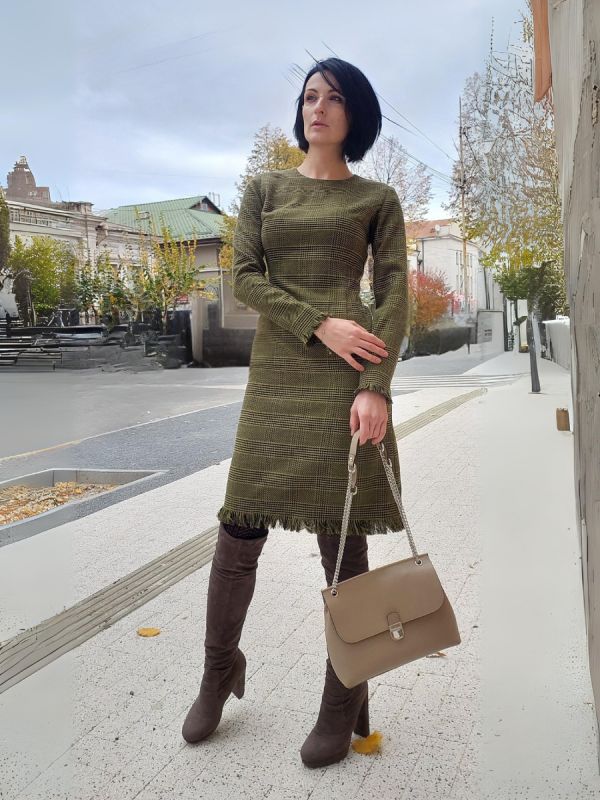 Rochie dreapta lana verde