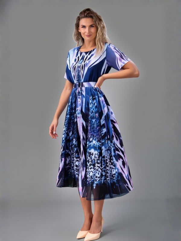 Rochie lungă din voal blu