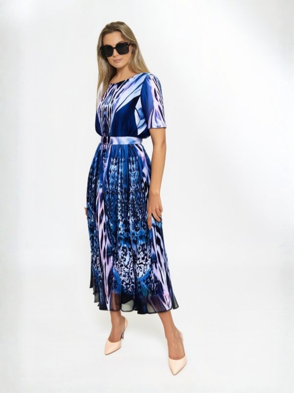 Rochie lungă din voal blu