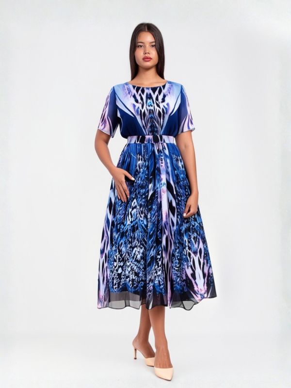 Rochie lungă din voal blu