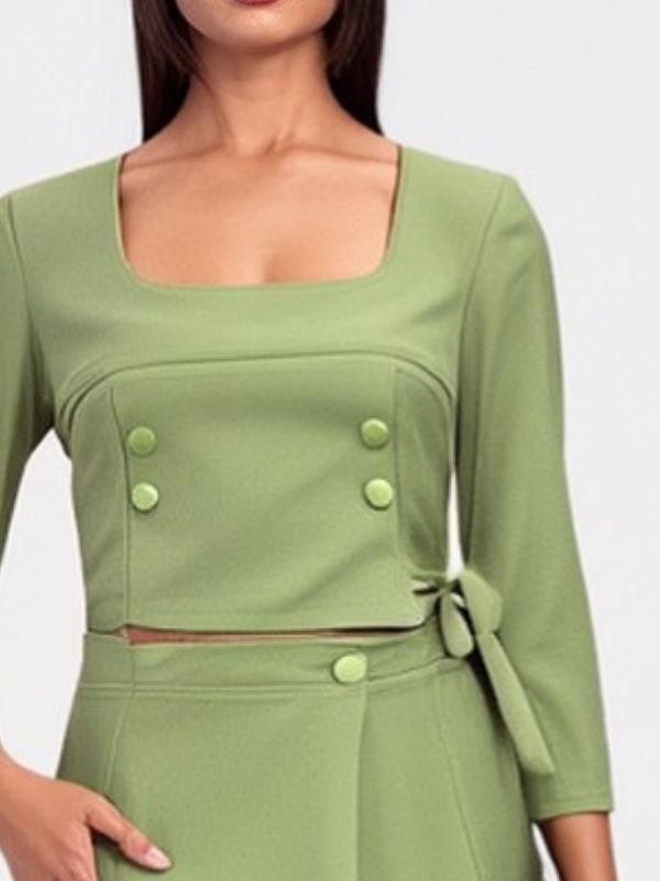 set verde mar cu fusta lunga