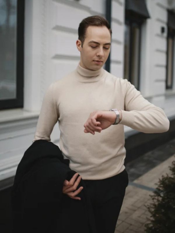 Hermina Maleta Barbati Guler Inalt Tricotata Roll ML232