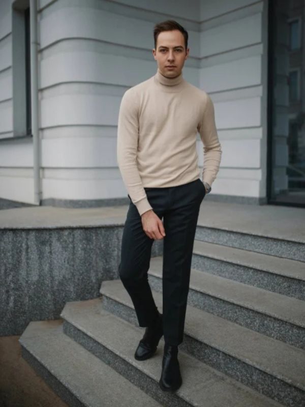 Hermina Maleta Barbati Guler Inalt Tricotata Roll ML232