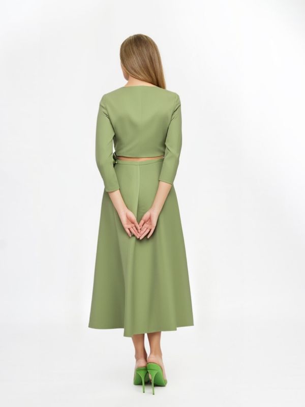 set verde mar cu fusta lunga