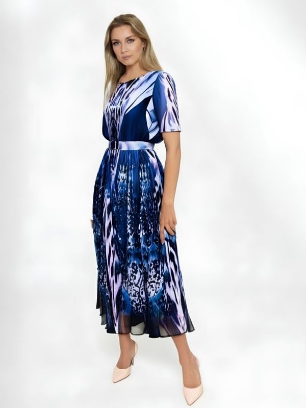 Rochie lungă din voal blu