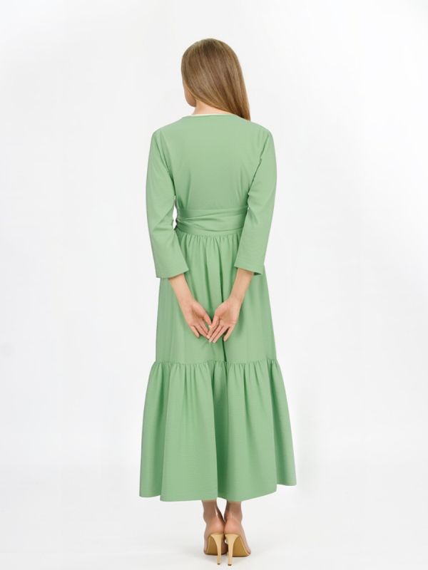 Rochie Lunga de stofa naturala Boho Volane