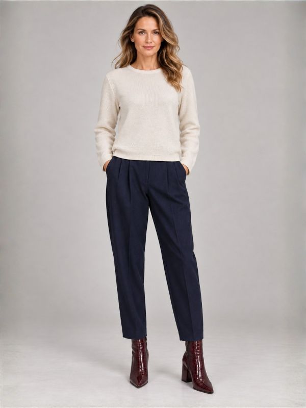 Pulover din cashmere crem ajur