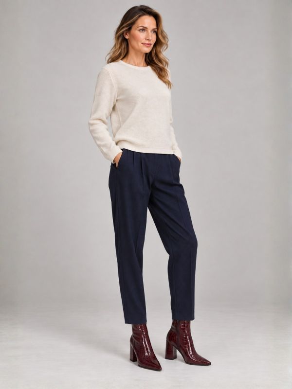 Pulover din cashmere crem ajur