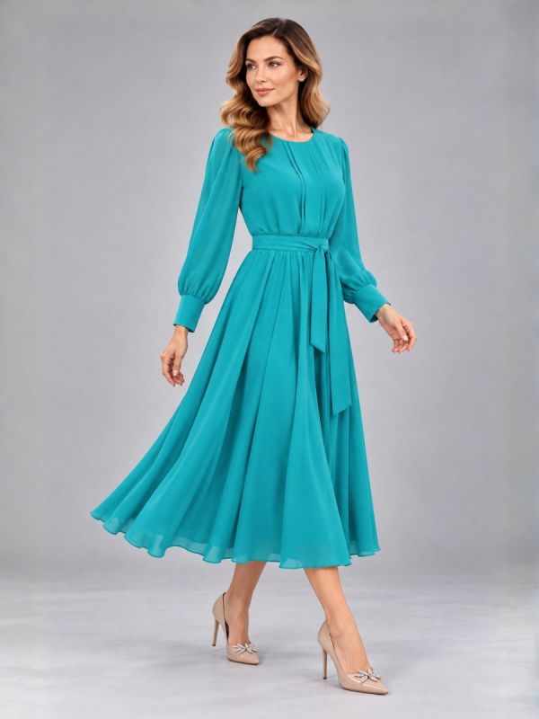 Rochie event voal turquoise