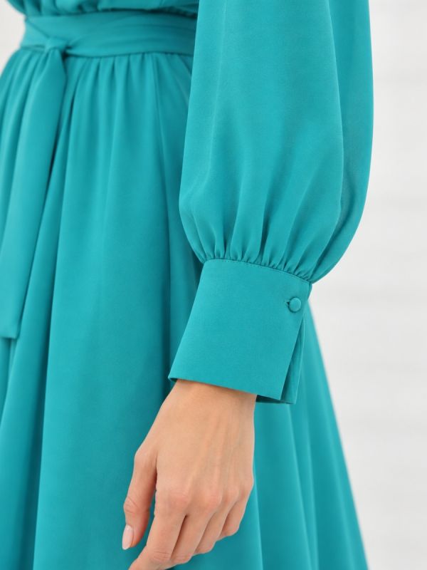Rochie event voal turquoise