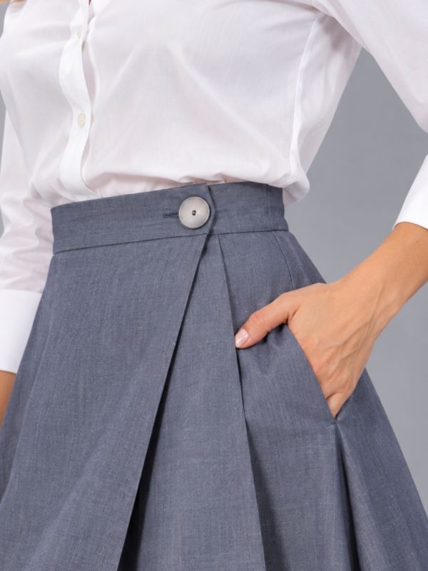 Fusta midi multi-clin denim
