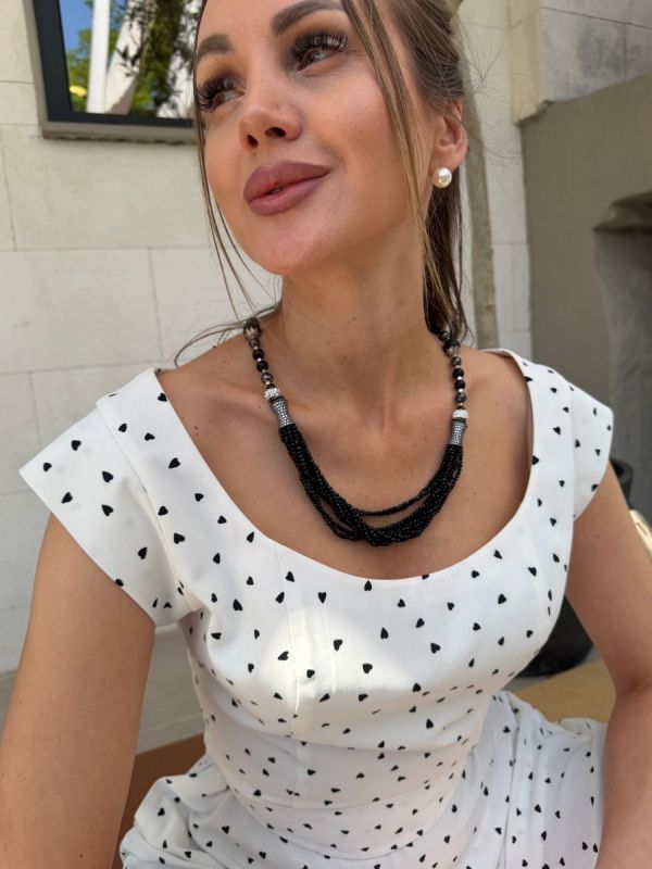 Rochie alba cu inime negre