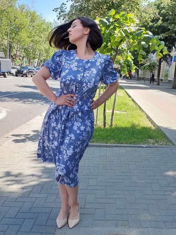 Rochie evazată french denim