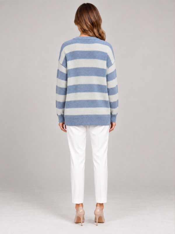 Pulover oversize dunga sinilie